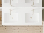 Plan double vasque bassin Design 60 cm, sur mesure, L. 160 à 200 cm x P. 40 à 60 cm, résine minérale ACRYSTONE® SOLID-SURFACE Finition lisse, Livraison Offerte et Rapide.